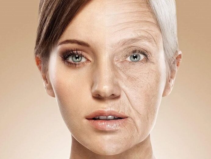 Peau du visage avant et après le rajeunissement au laser